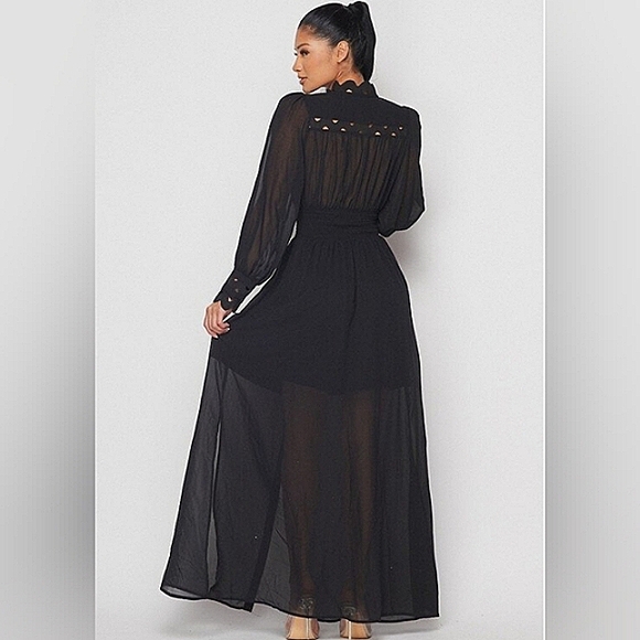Black chiffon boho maxi dress - Picture 2 of 11